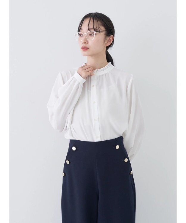 earth music&ecology ２ＷＡＹスタンドフリルブラウス Off White