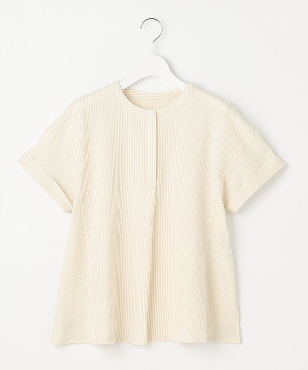 J.PRESS LADIES L 【洗える・抗菌防臭・吸水速乾】サッカージャージー フレンチスリーブ カットソー オフ×イエロー系