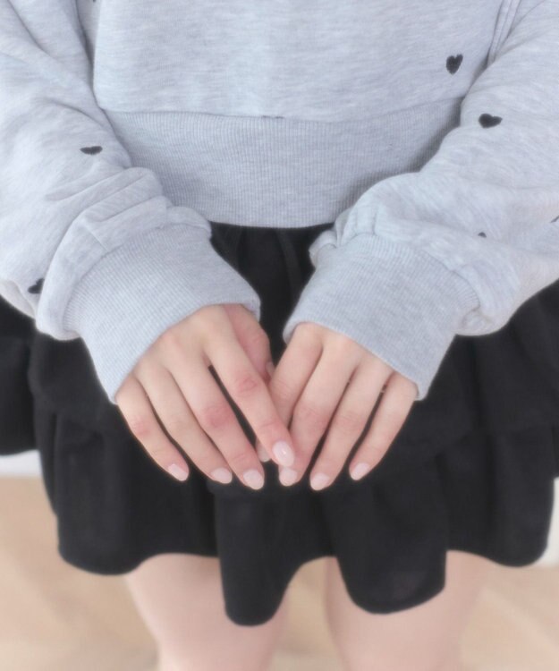 WEGO ハート総柄刺?スウェット 杢グレー