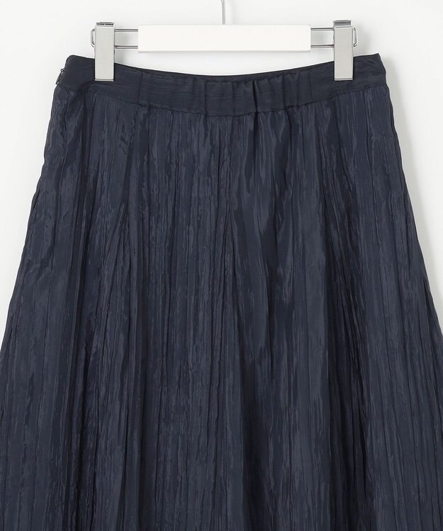 J.PRESS LADIES S 【洗える】リンクルリッド フレアー スカート ネイビー系