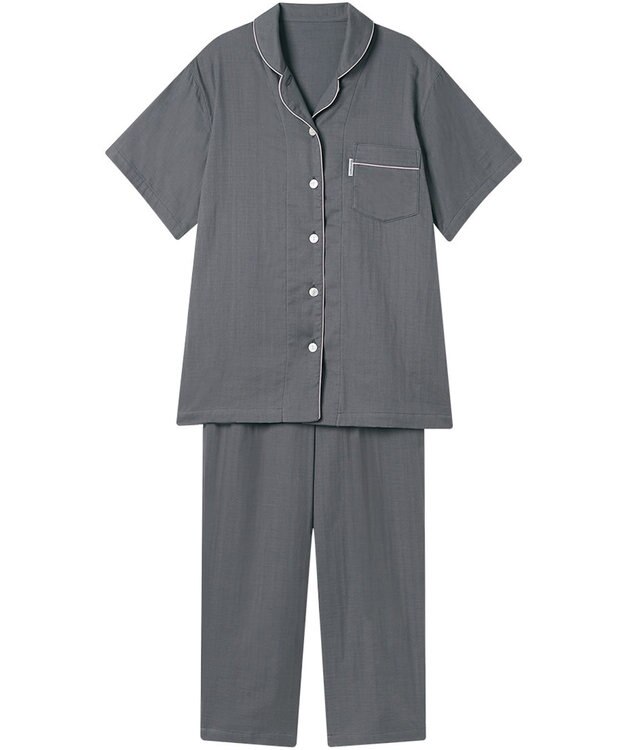 ワコール／睡眠科学 パジャマ 5分袖 半袖 綿100%(天綿)(本体) 二重ガーゼ 9分丈 レディース YDT144 睡眠科学／ワコール グレー