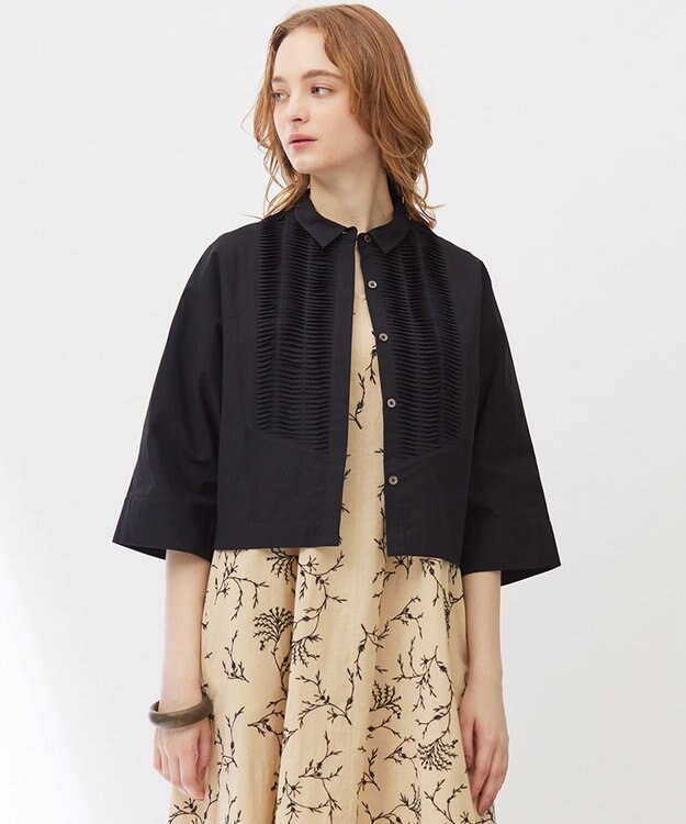 23区 【Indian Factory】コットンポプリン タックディテール シャツ ブラック