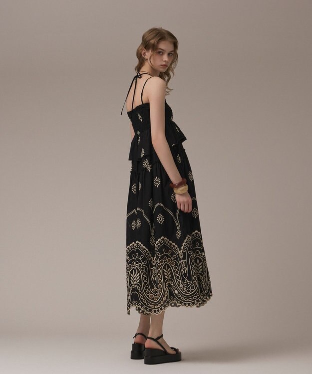 GRACE CONTINENTAL カットワークマキシドレス ブラック