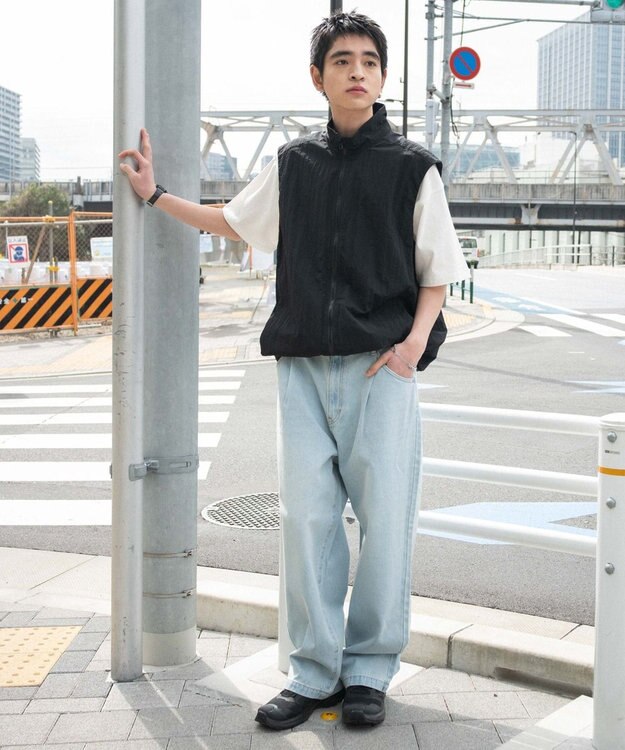 WEGO 【ユニセックス着用ITEM/SMLサイズ展開】ルーズテーパードデニムパンツ デニム淡色