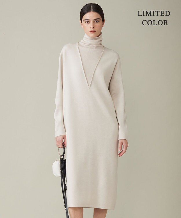 ICB 【WEB限定カラーあり】ウールブレンドスムース レイヤードデザインワンピース トープ系［WEB限定］