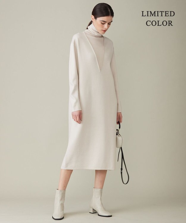 ICB 【WEB限定カラーあり】ウールブレンドスムース レイヤードデザインワンピース トープ系［WEB限定］