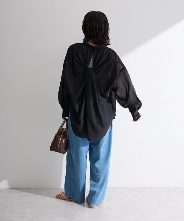 Green Parks バックツイストシアーシャツ Black