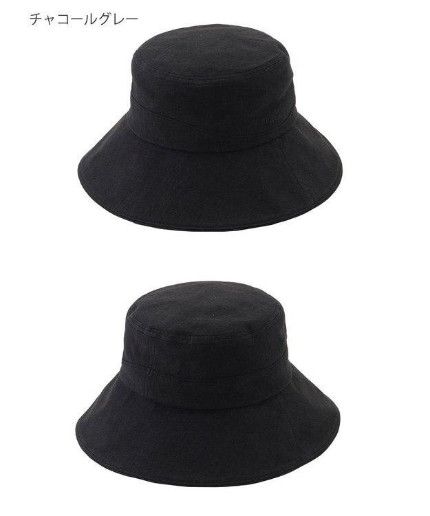 MOONBAT 【帽子】フルラ (FURLA) 広つばハット　同色ロゴ刺繍 サイズ調整 チャコールグレー