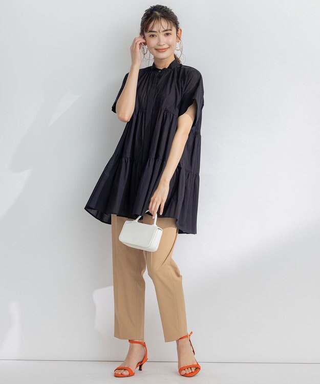 組曲 【ストレッチ・イージーケア】ハイウエストチノ パンツ ベージュ系