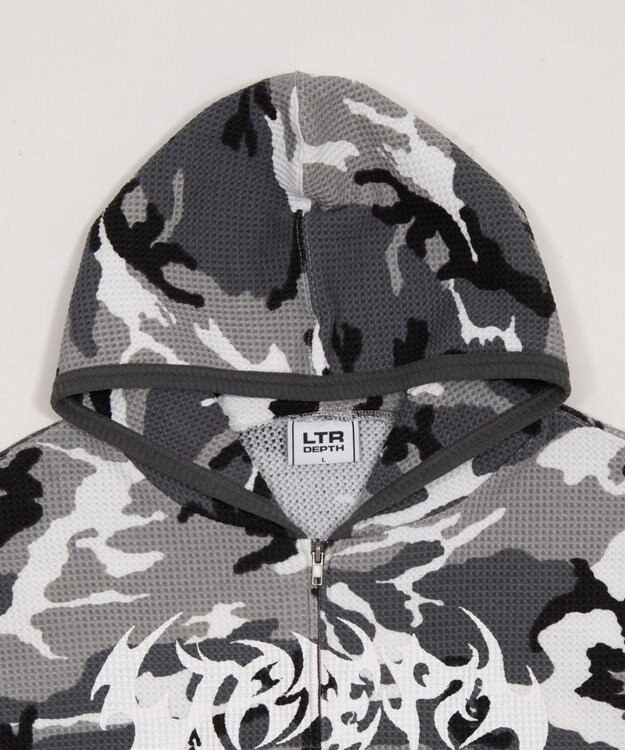 WEGO 【ユニセックス着用ITEM】ワッフルグラフィックカットZIPパーカー 柄1