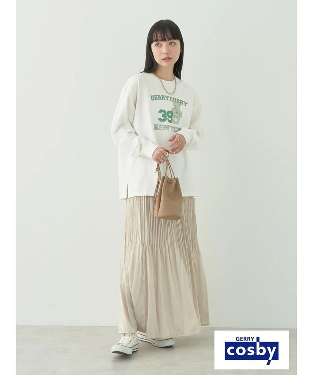 earth music&ecology Ｃｏｓｂｙ×ｅａｒｔｈ　ベアープリントロングＴシャツ Off White