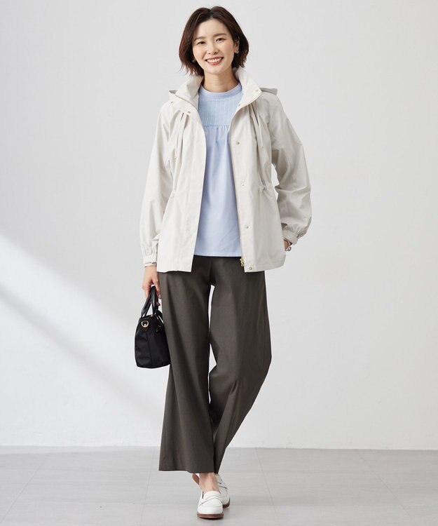 J.PRESS LADIES L 【洗える】プレーティングジャージー モックネックカットソー サックス系