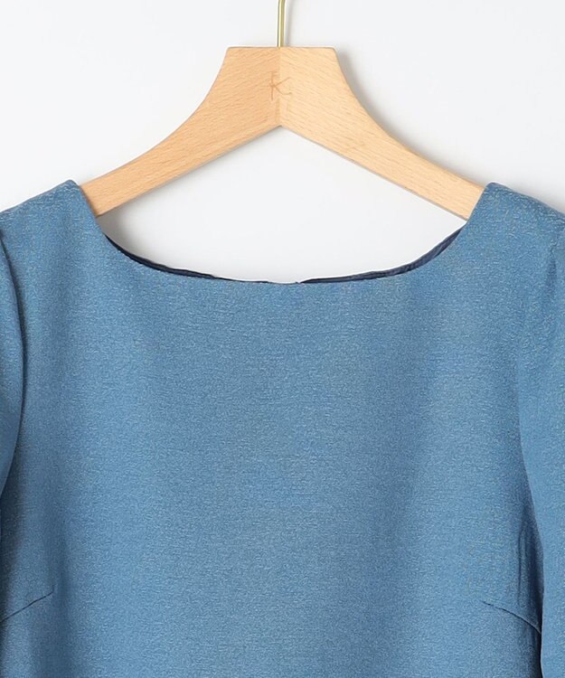 組曲 L ラメジャカード ボートネックワンピース ブルー系