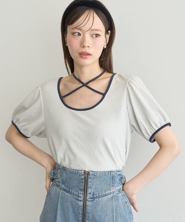 earth music&ecology マルチウェイ配色リボンカットプルオーバー Mint