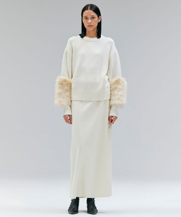 BEIGE， 【VERY NaVY12月号掲載】MONTAIGNE / イージーウエストウールロングスカート Bone