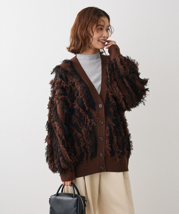 Green Parks ・ＥＬＥＮＣＡＲＥ　ＤＵＥ　フリンジジャカードカーテ Brown