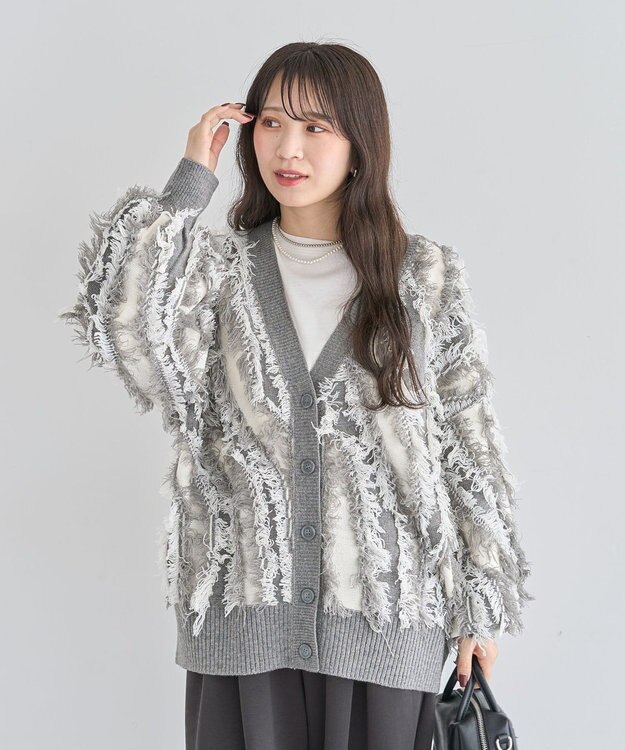 Green Parks ・ＥＬＥＮＣＡＲＥ　ＤＵＥ　フリンジジャカードカーテ Gray