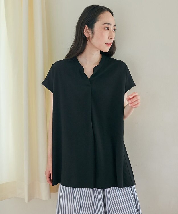 ANY 【洗濯機可】バックプリーツブラウス ブラック