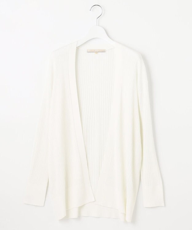 自由区 【洗える】ハイツイストコットンアセテート ニットカーディガン ホワイト系
