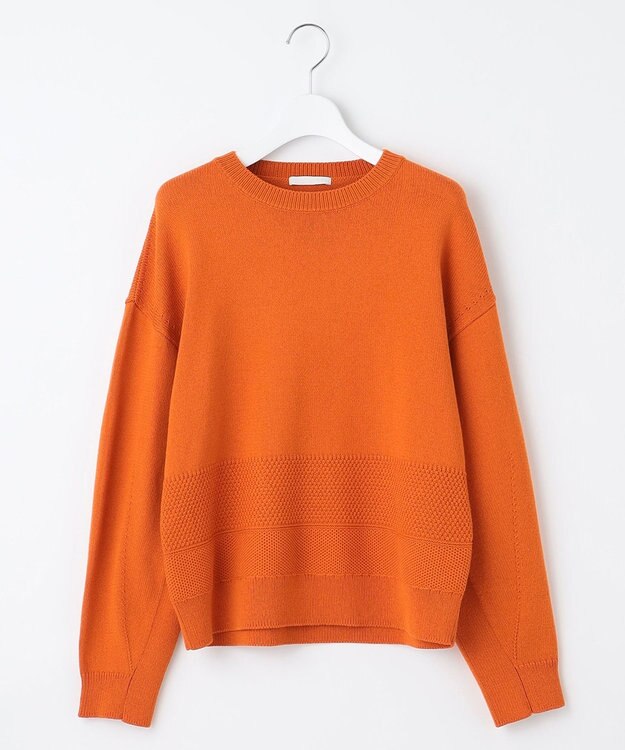 自由区 【洗える】コットンポリミドルゲージ ニット オレンジ