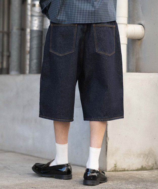 WEGO 【ユニセックス着用ITEM/SMLサイズ展開】スーパーバギーデニムショーツ デニムインディゴ