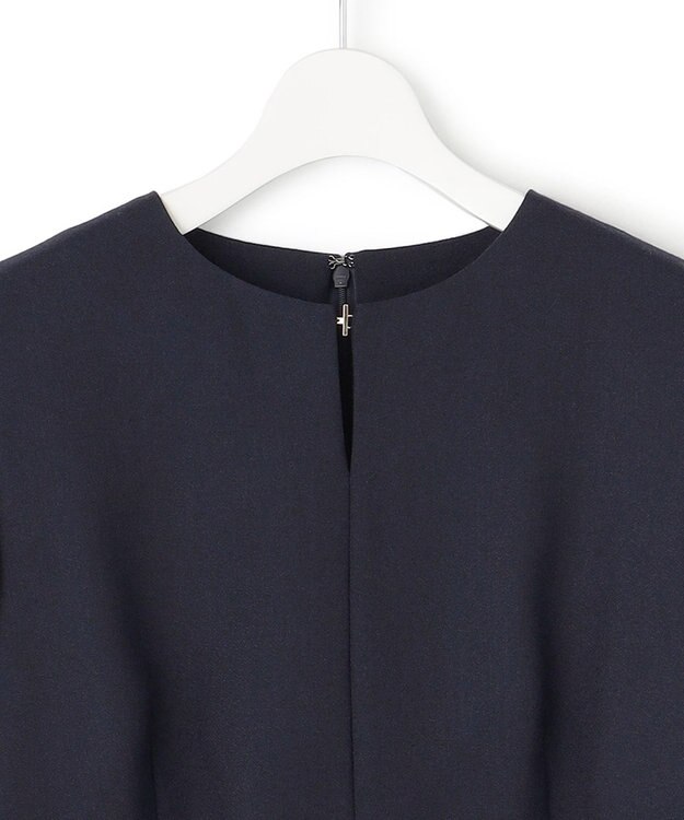 23区 L 【洗える】ウールミックスジョーゼット ワンピース ネイビー系