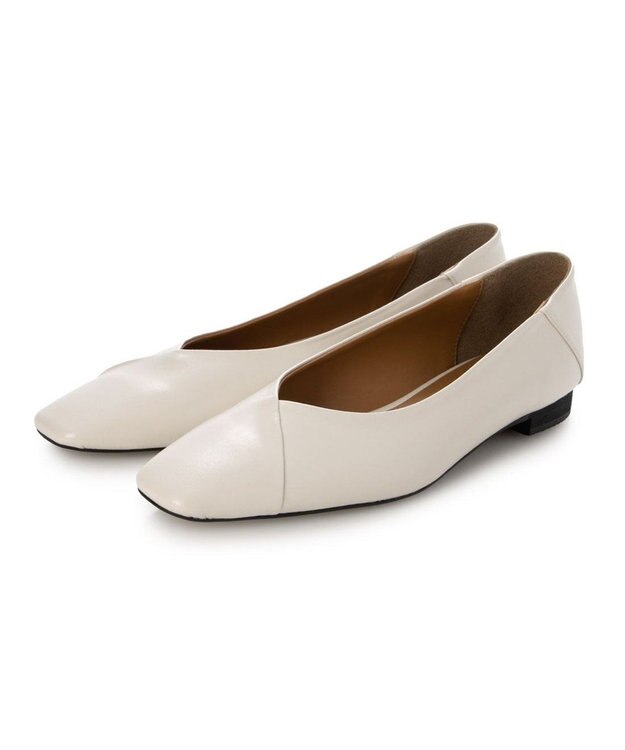 MODE ET JACOMO <carino>スクエアトゥバレエシューズ アイボリー