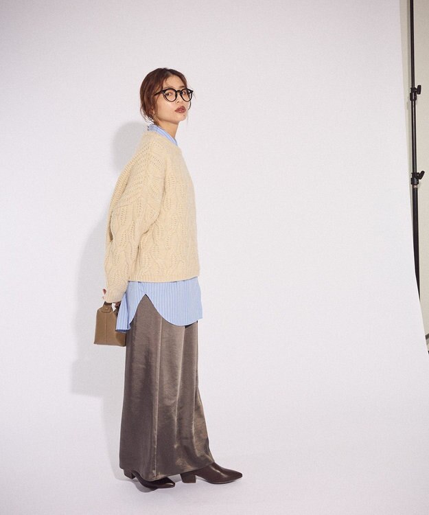 Green Parks ふわふわケーブルニットプルオーバー Ecru