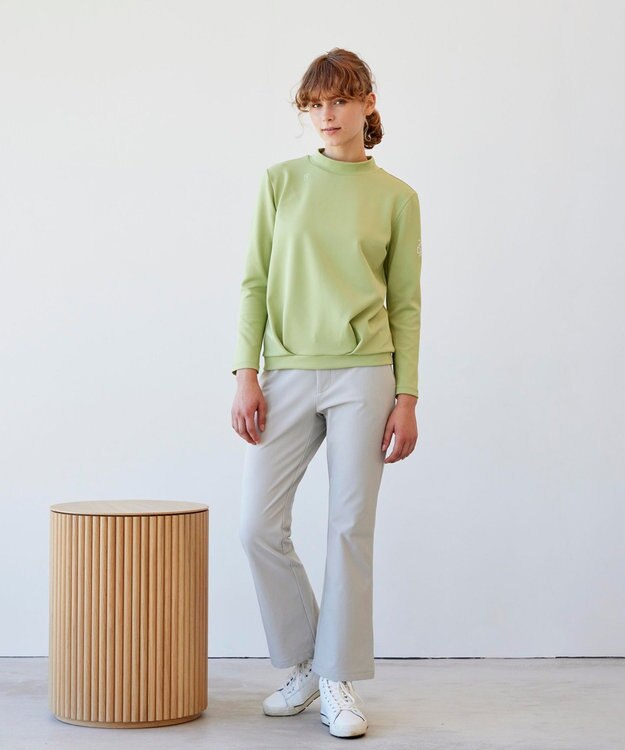 23区GOLF カラバリ豊富な8色展開【23Fondation/WOMEN】長袖 モックネックシャツ ライトグリーン系