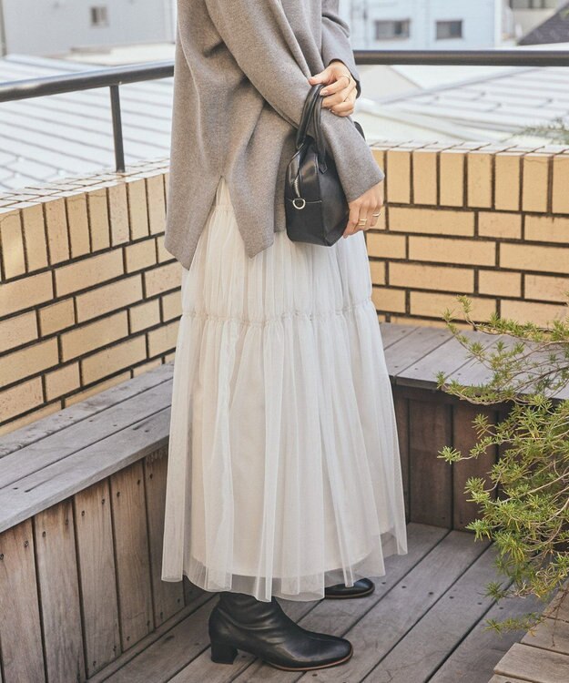 AMERICAN HOLIC ティアードチュールスカート Light Gray