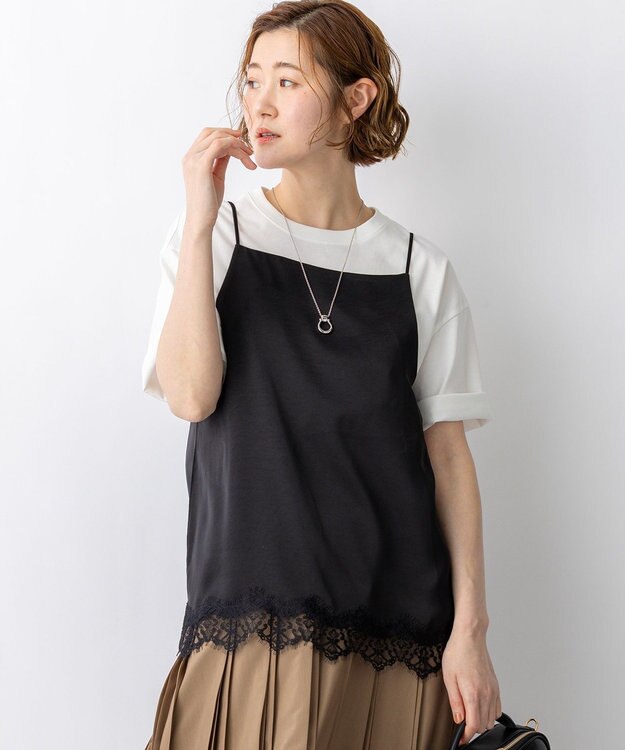 23区 L 【先行予約】サテンレースキャミソール ブラック系