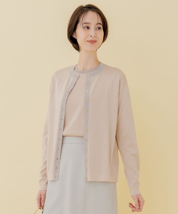 自由区 【XSサイズ～/洗える/セット可】シャインハイゲージ カーディガン ピンク系