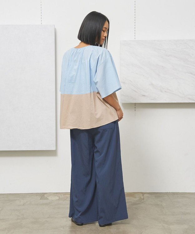 J.PRESS YORK STREET 【WOMEN】ワッシャーリラックス ワイドパンツ ネイビー系