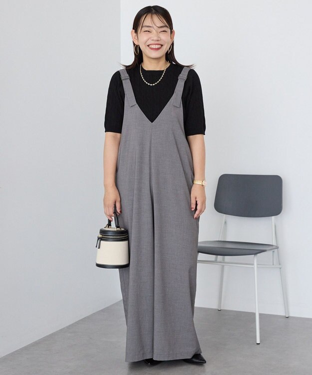 AMERICAN HOLIC イージーケアVネックオールインワン Gray Mixture