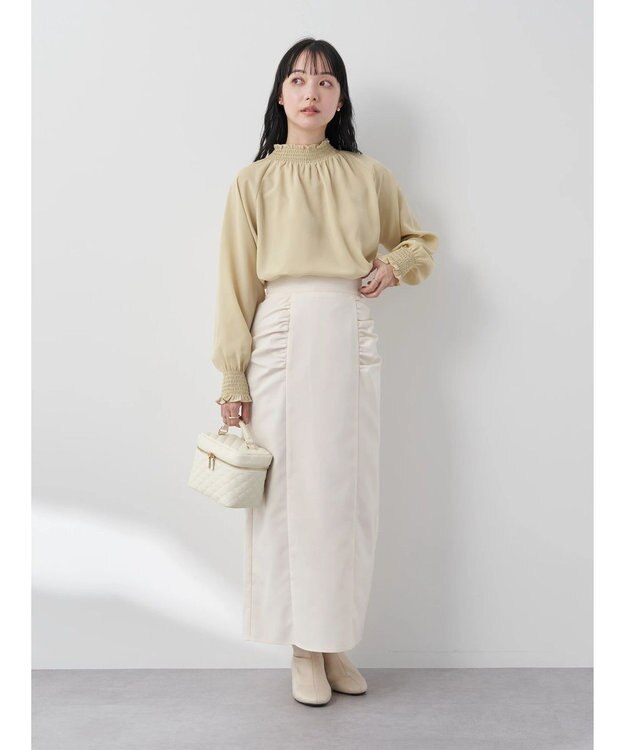 earth music&ecology ギャザーナロースカート Ivory