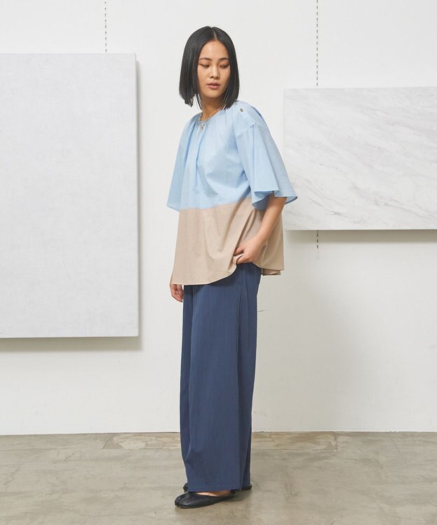 J.PRESS YORK STREET 【WOMEN】ワッシャーリラックス ワイドパンツ ネイビー系