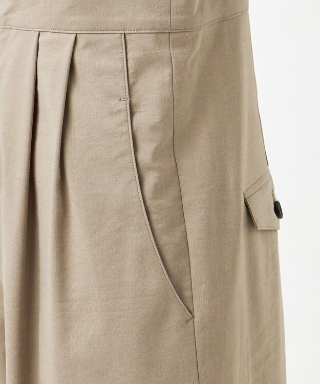 23区 L 【GOLD LABEL】クリスピーリネンストレッチ サスペンダーパンツ ブラウン系