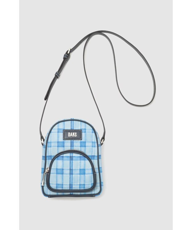 DAKS ウォーターチェックショルダーバッグ ブルー
