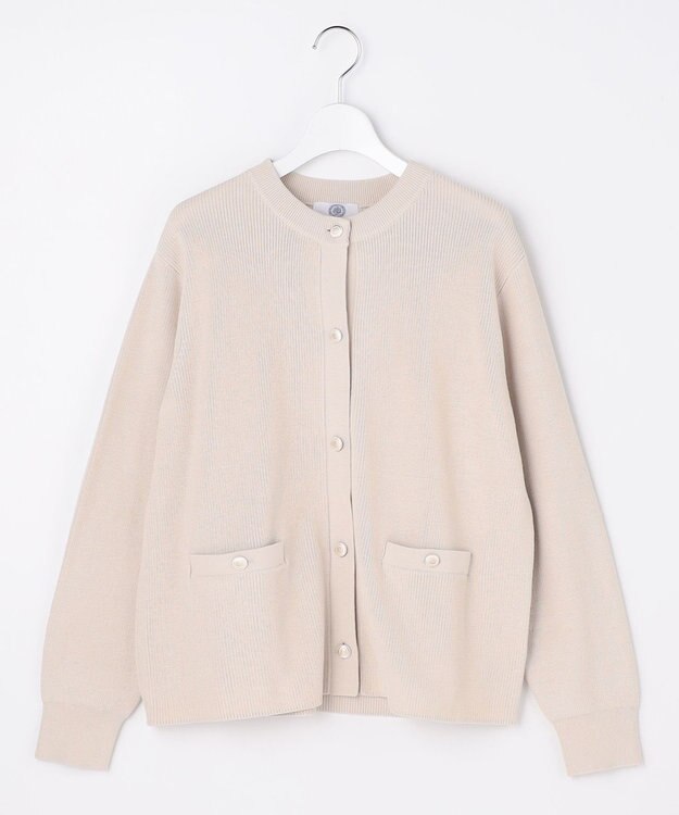 J.PRESS LADIES L ORGANIC GASS COTTON クルーネック カーディガン ベージュ系