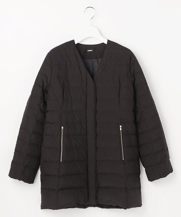 ANY SIS S 【2WAY】ノーカラーミドル ダウン ブラック