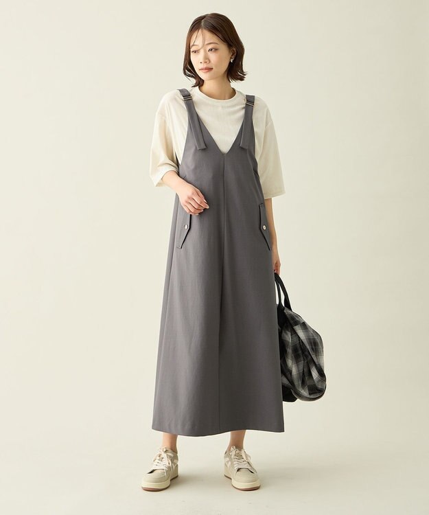 ANY L イージーケアジャンパースカート グレー