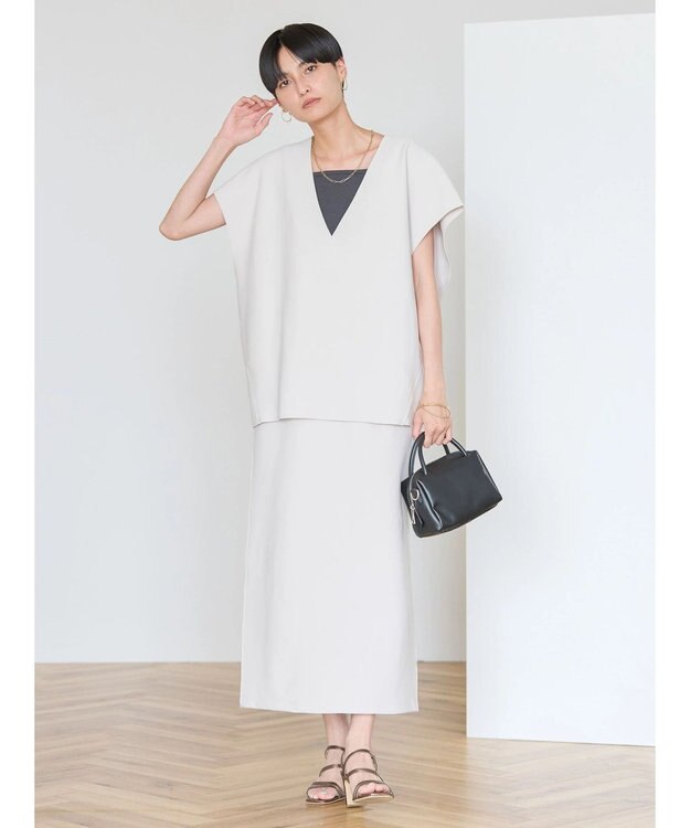 AMERICAN HOLIC クレープジョーゼットＶネックベスト Light Gray