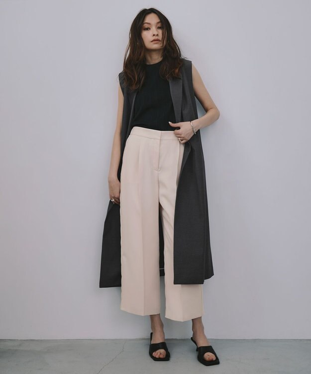 ICB 【セットアップ対応・洗える】 LooseWeave ロングジレ チャコール系