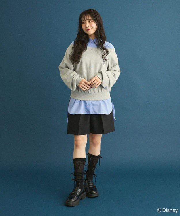 Green Parks １０１匹わんちゃん／クルエラオフショルスウェット Gray Mixture