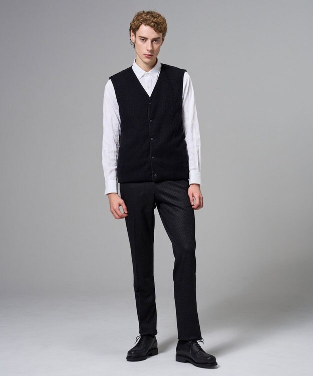 JOSEPH HOMME アブストラクトジャガードストレッチ　レギュラーカラーシャツ ホワイト系