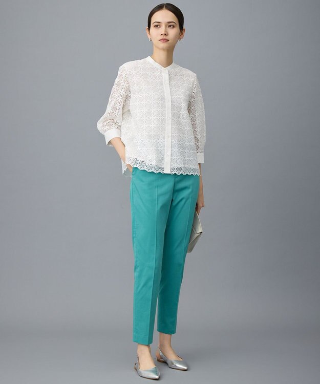 自由区 コットンサテンテーパード パンツ [新色]ピーコックグリーン系