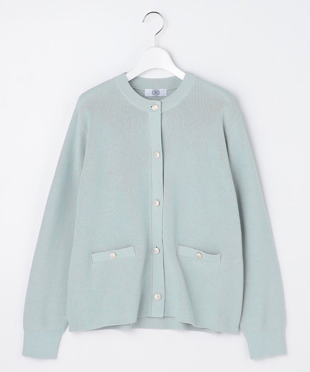 J.PRESS LADIES ORGANIC GASS COTTON クルーネック カーディガン スモーキーミント系