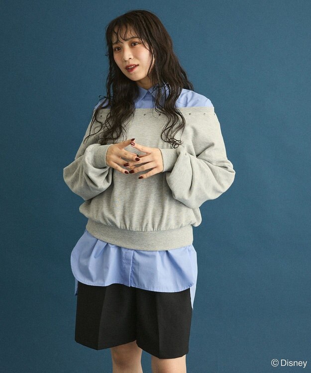 Green Parks １０１匹わんちゃん／クルエラオフショルスウェット Gray Mixture