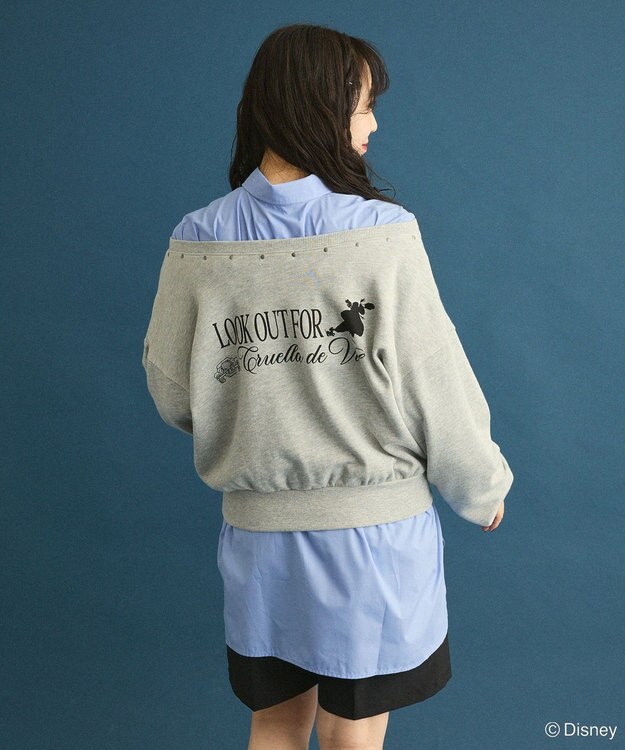 Green Parks １０１匹わんちゃん／クルエラオフショルスウェット Gray Mixture