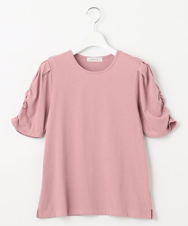 Feroux 【UVケア・美人百花7月号掲載】ギャザースリーブ Tシャツ ローズ系